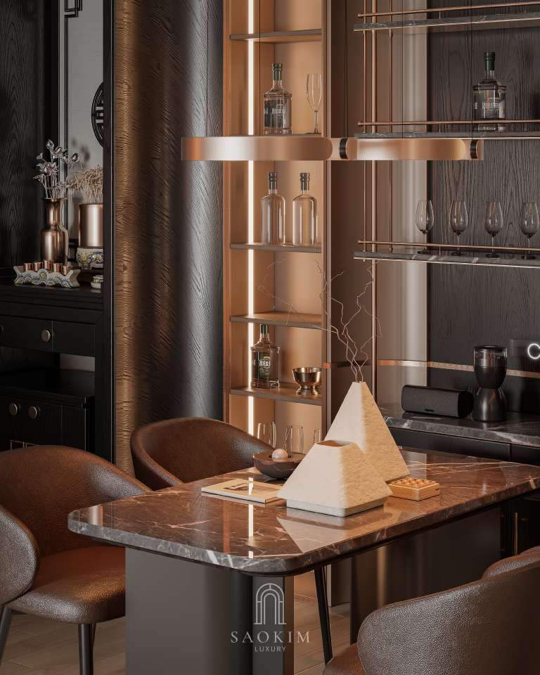Thiết kế phòng ăn chung cư The Zenpark phong cách hiện đại luxury